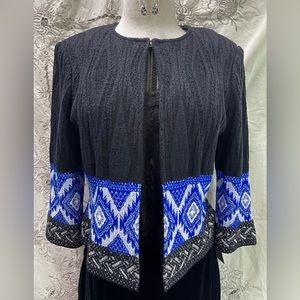 St. John Collection Black and blue cardigan - wool blend - luxury Knitwear